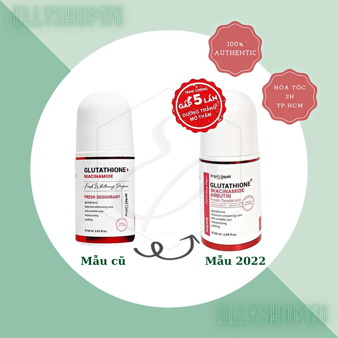 [Mẫu Mới] Lăn Khử Mùi Mờ Thâm, Dưỡng Trắng Da Angel's Liquid Glutathione+ Niacinamide Arbutin Fresh Deodorant - 60ml